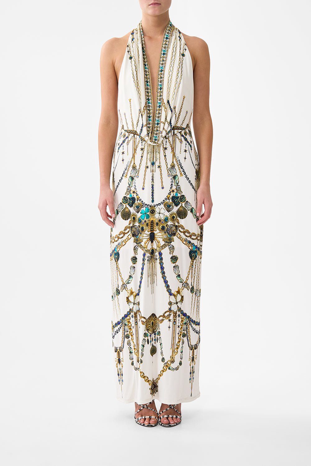 The CAMILLA SCOOP NECK ONE PIECE WITH SCOOP BACK TURKISH DELIGHT in our  print.