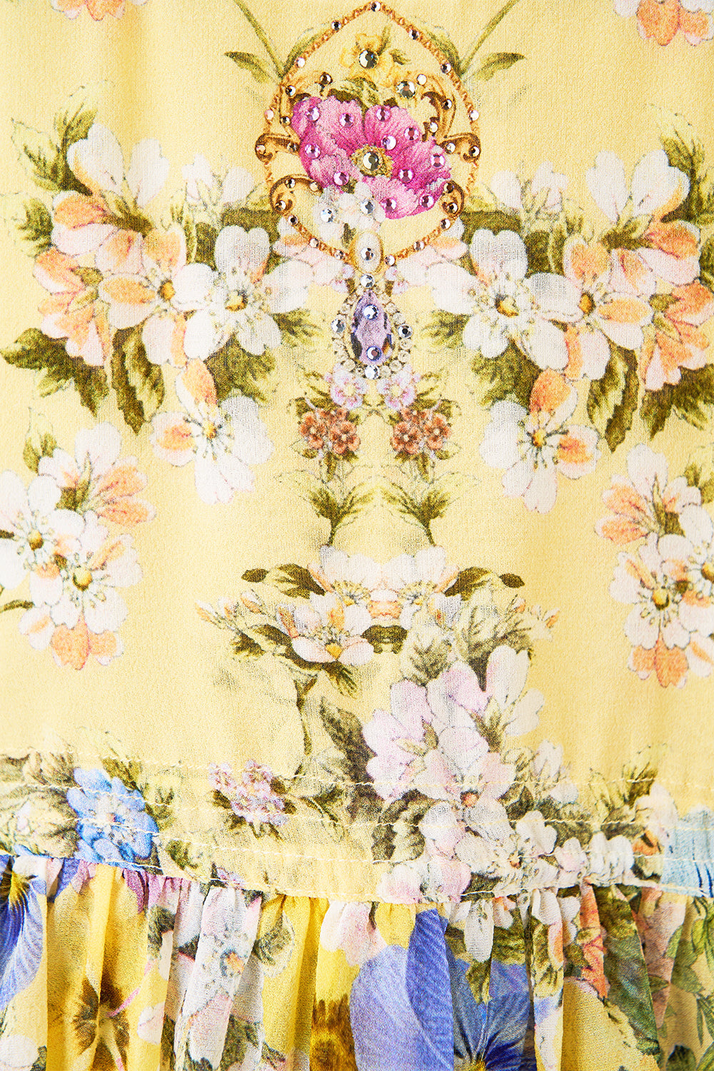 The CAMILLA HIGH WAIST BIKINI BOTTOM WITH WAIST TIE TURKISH DELIGHT in our  print.