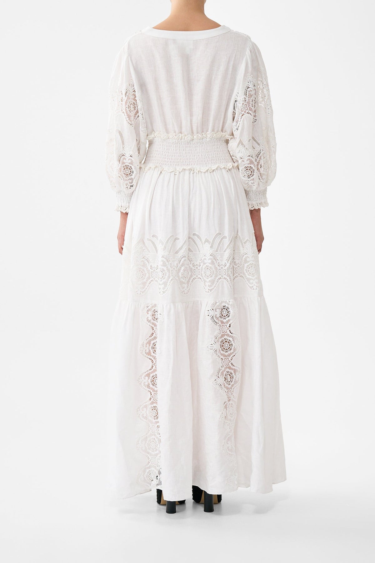 SHIRRED WAISTBAND LONG DRESS ALL ABOUT THAT LACE