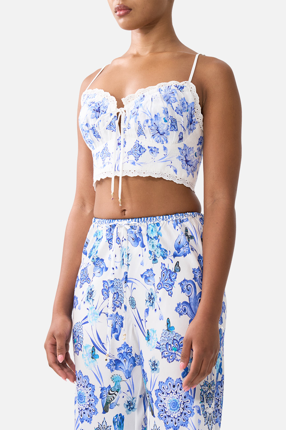 The CAMILLA SHORT SLEEVE CAMP COLLARED SHIRT MY HOMESPUN HEART in our  print.