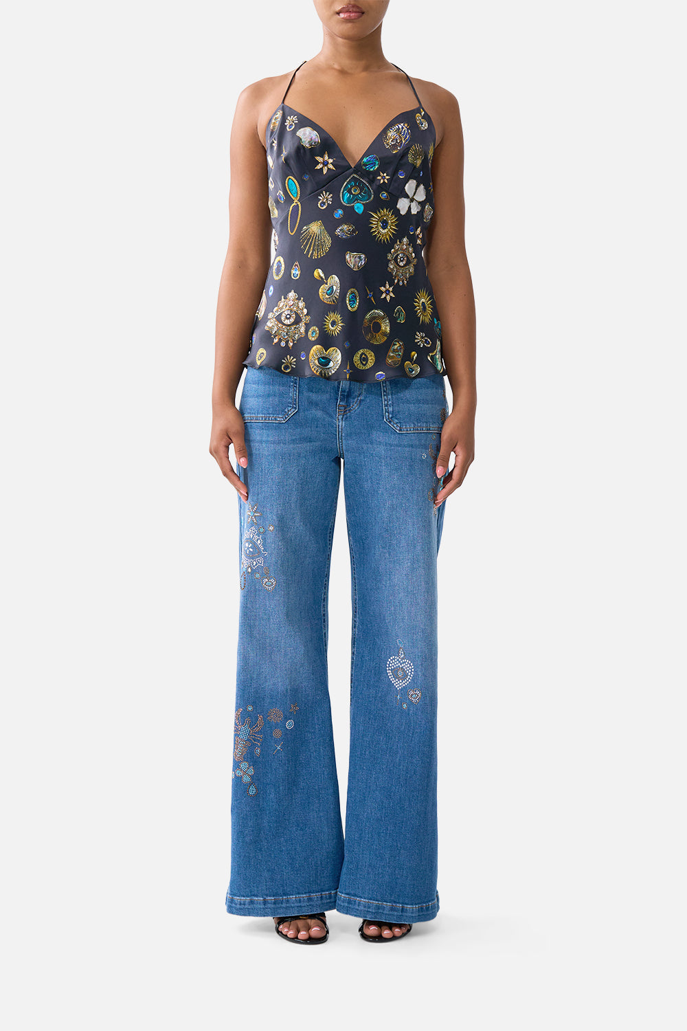 The CAMILLA MID LENGTH BOARDSHORT WITH ELASTIC WAIST KAPADOKYA KITSCH in our  print.