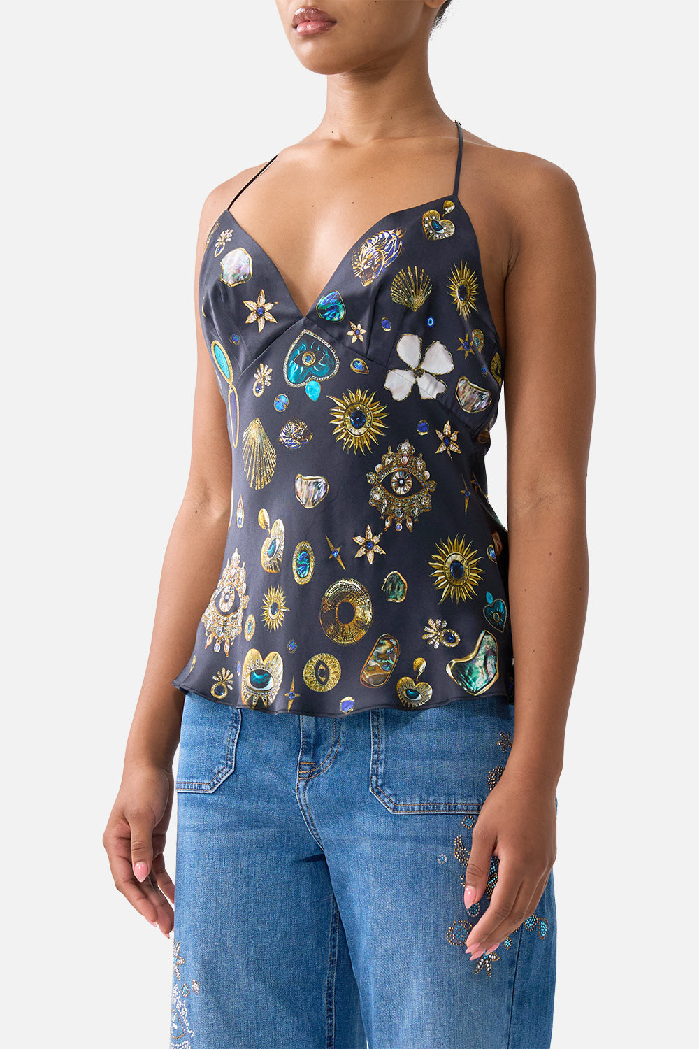 The CAMILLA MID LENGTH BOARDSHORT WITH ELASTIC WAIST KAPADOKYA KITSCH in our  print.