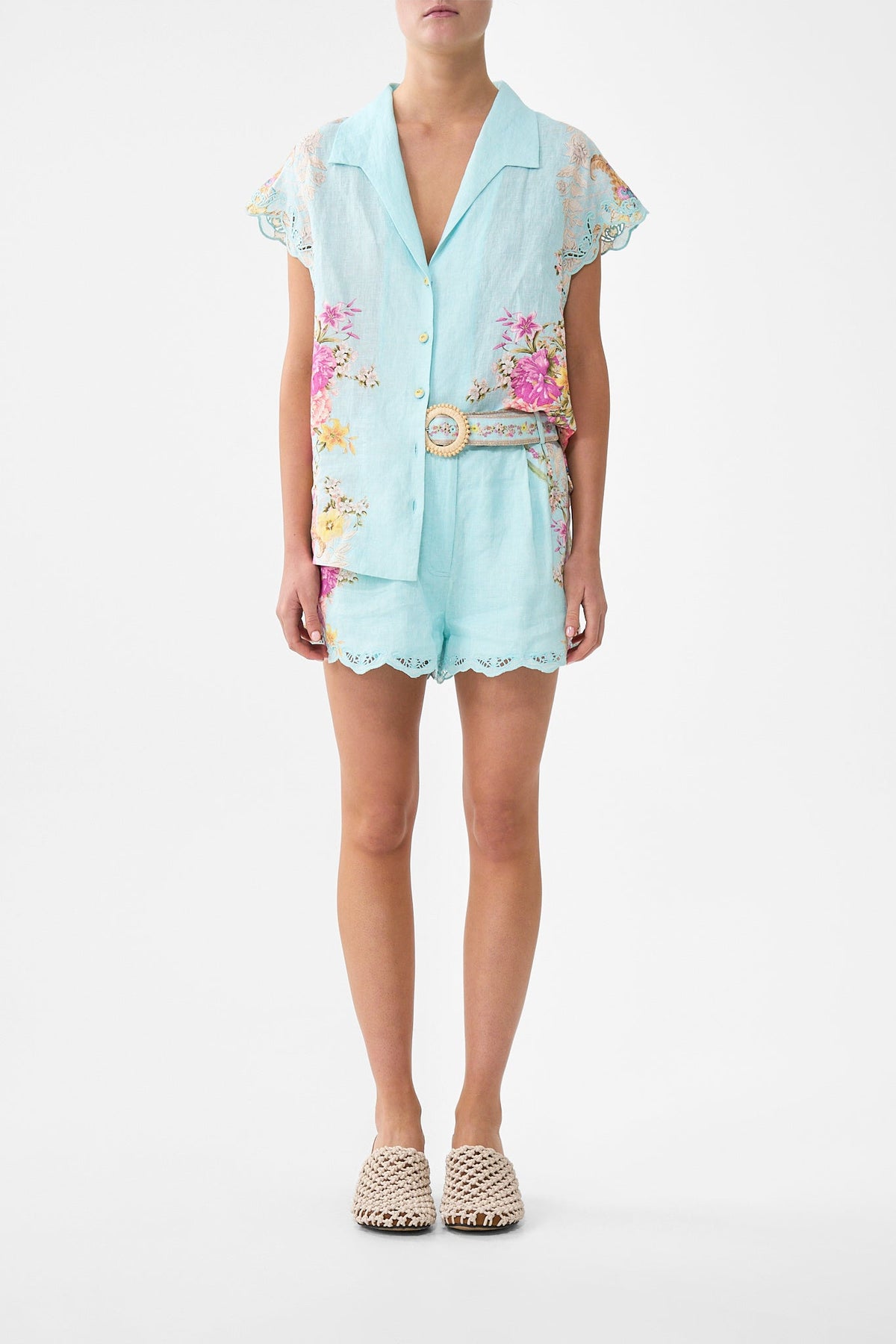 BUTTON THROUGH COLLARED TOP BAZAAR BLOOMS