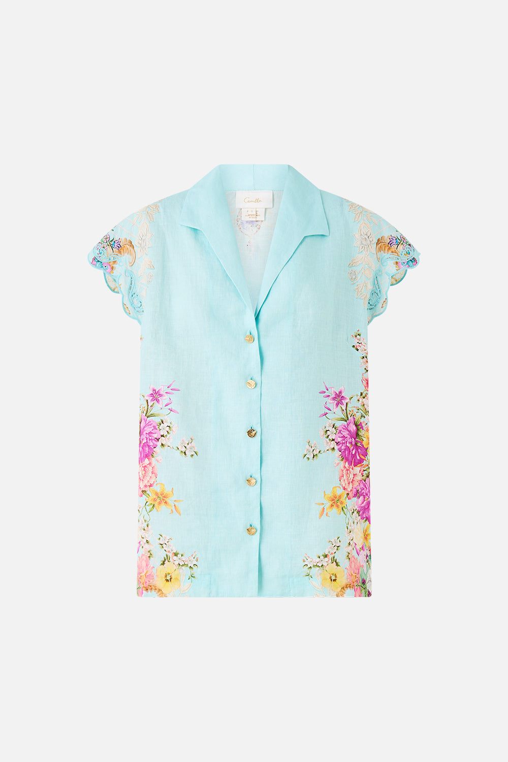 BUTTON THROUGH COLLARED TOP BAZAAR BLOOMS