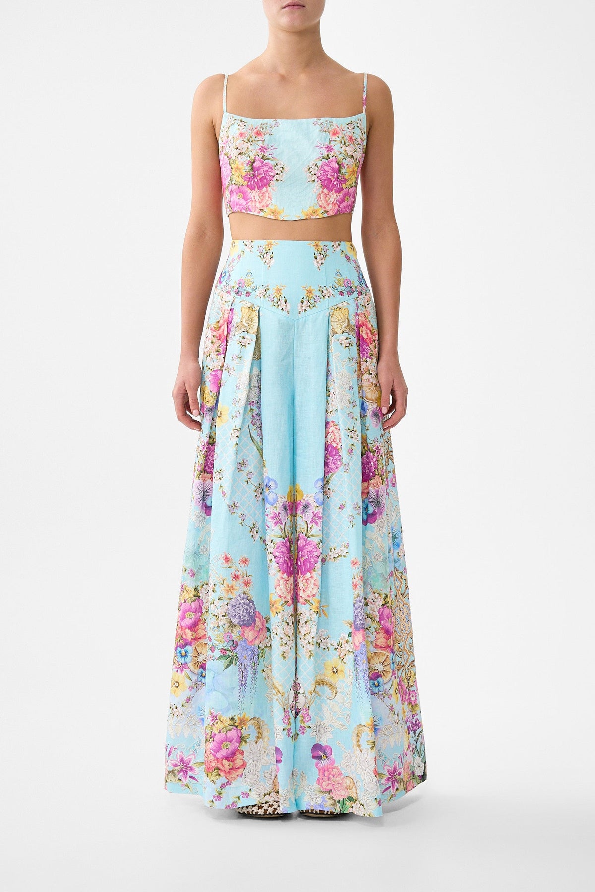 CORSET WAIST WIDE LEG PANT BAZAAR BLOOMS