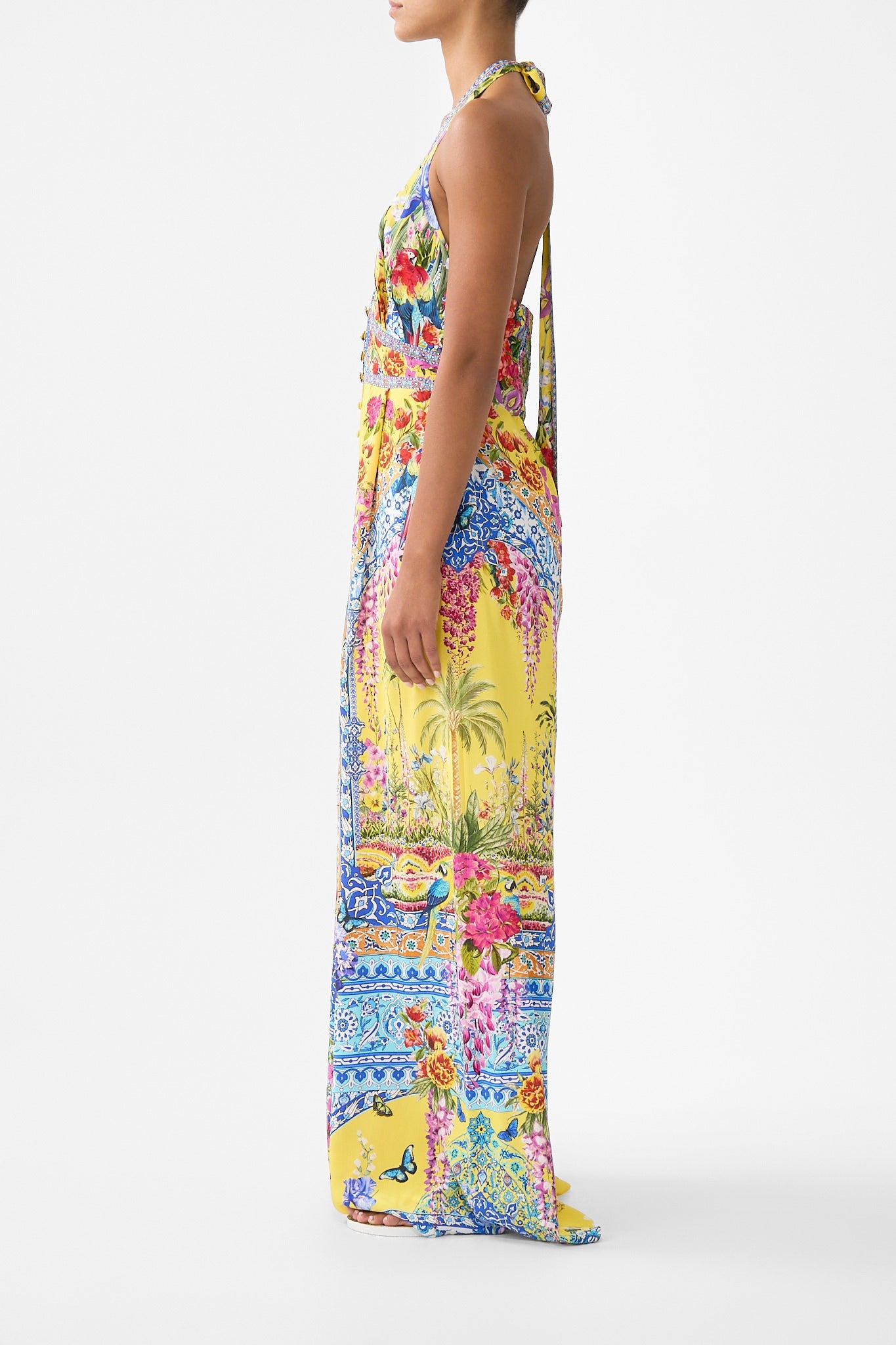The CAMILLA DETACHABLE PUSSY BOW RAGLAN BLOUSE DARLING BUDS in our  print.