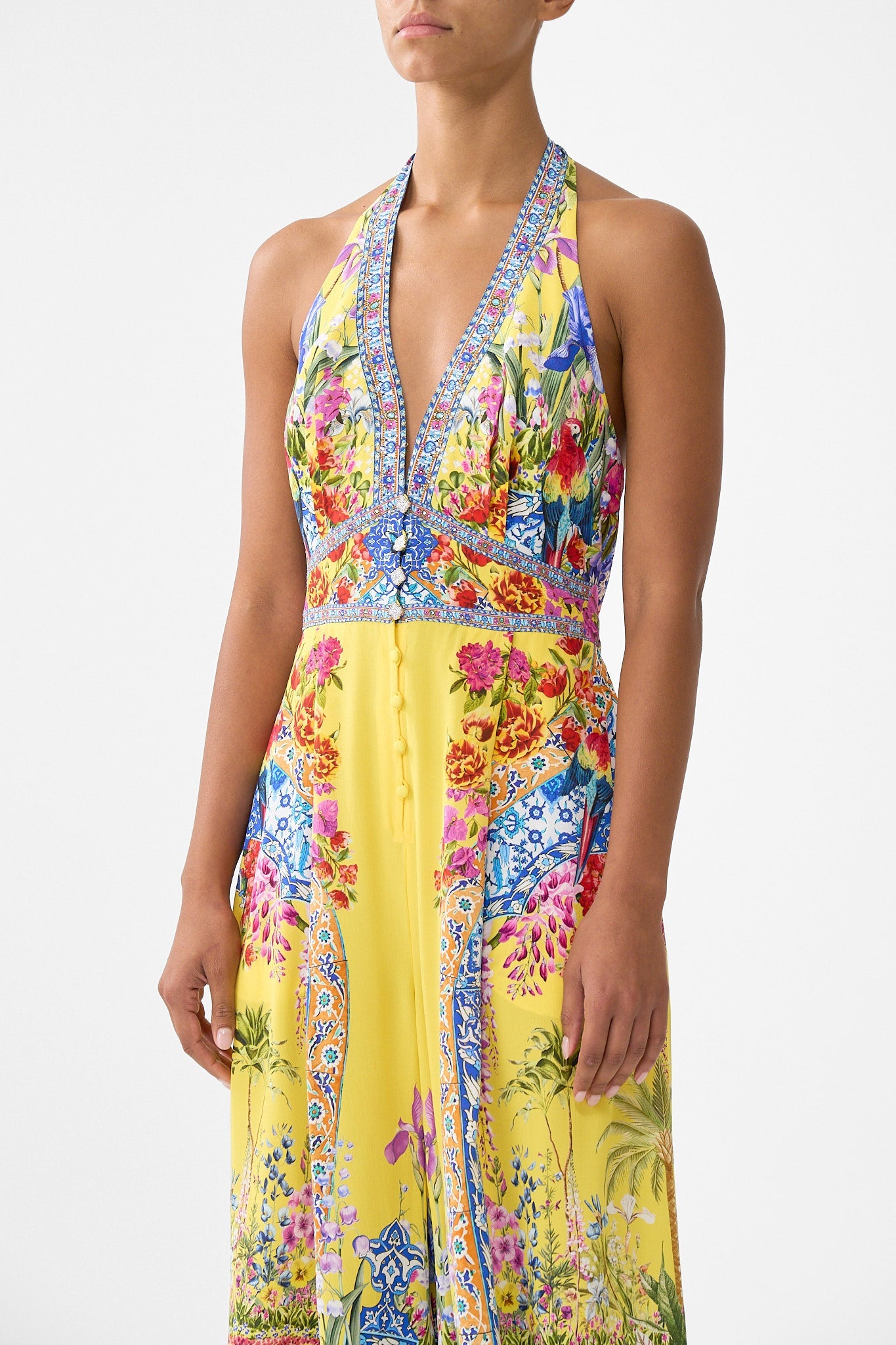 The CAMILLA DETACHABLE PUSSY BOW RAGLAN BLOUSE DARLING BUDS in our  print.