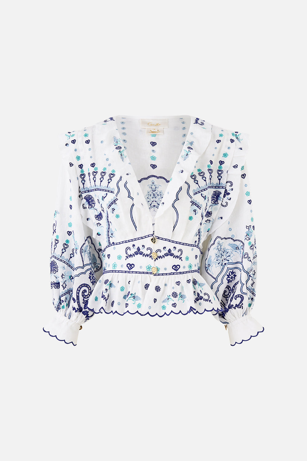 The CAMILLA T-SHIRT WITH DROPPED ARMHOLE - WHITE EAST OF ISTANBUL in our  print.