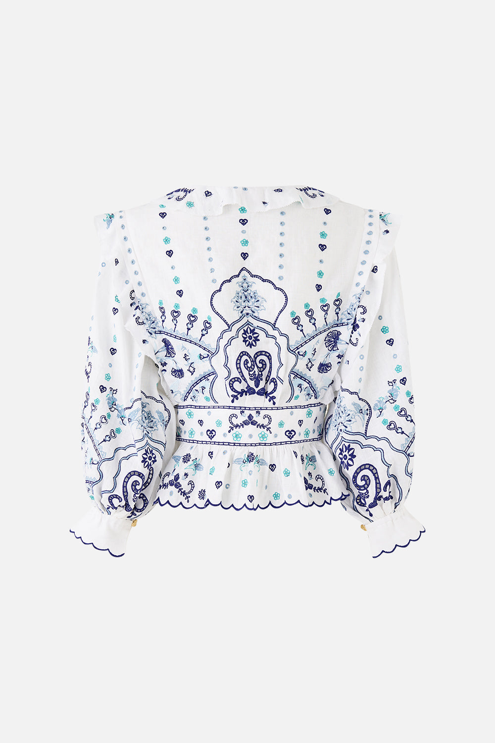 The CAMILLA T-SHIRT WITH DROPPED ARMHOLE - WHITE EAST OF ISTANBUL in our  print.