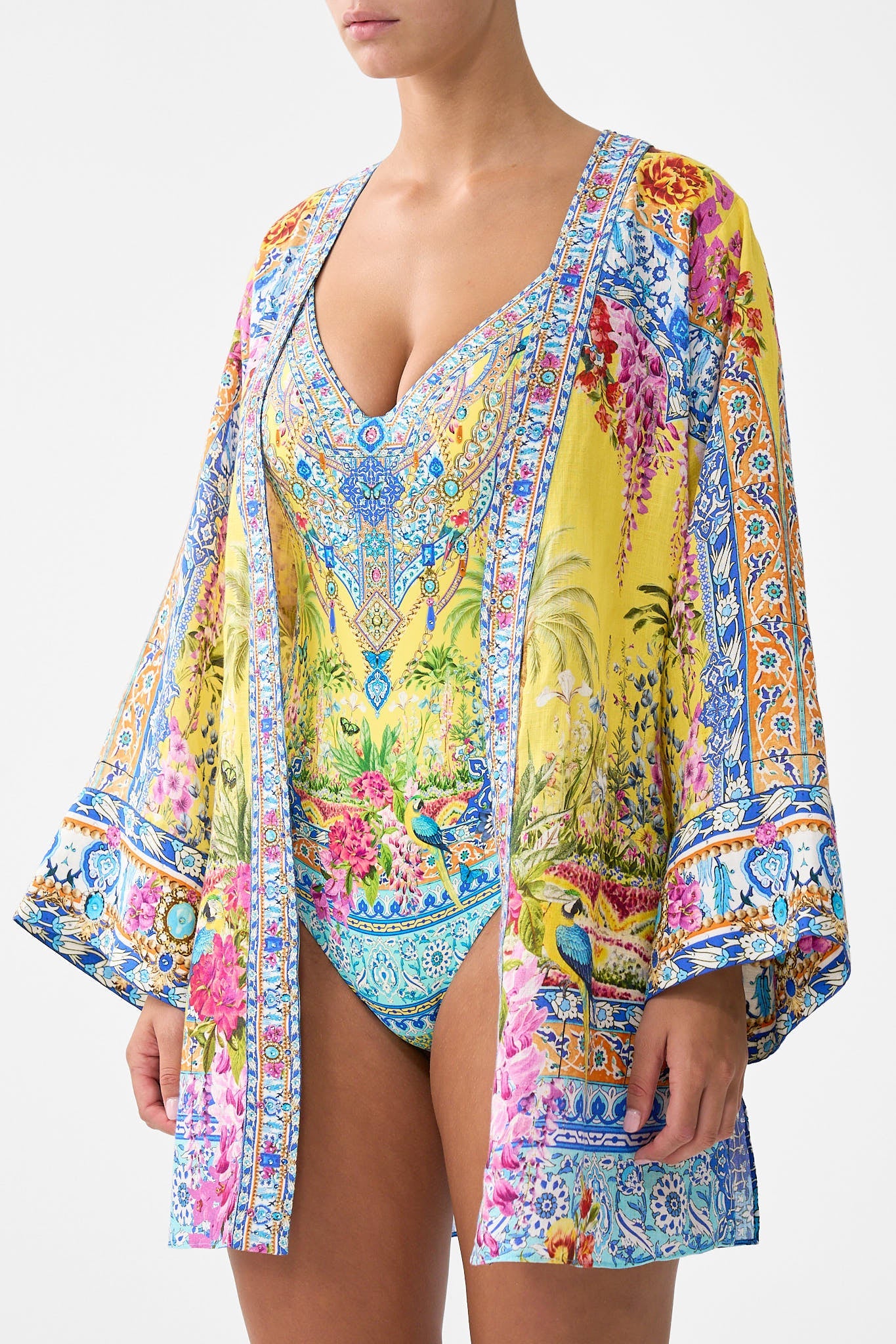 The CAMILLA CORSET WAIST SHORT DARLING BUDS in our  print.
