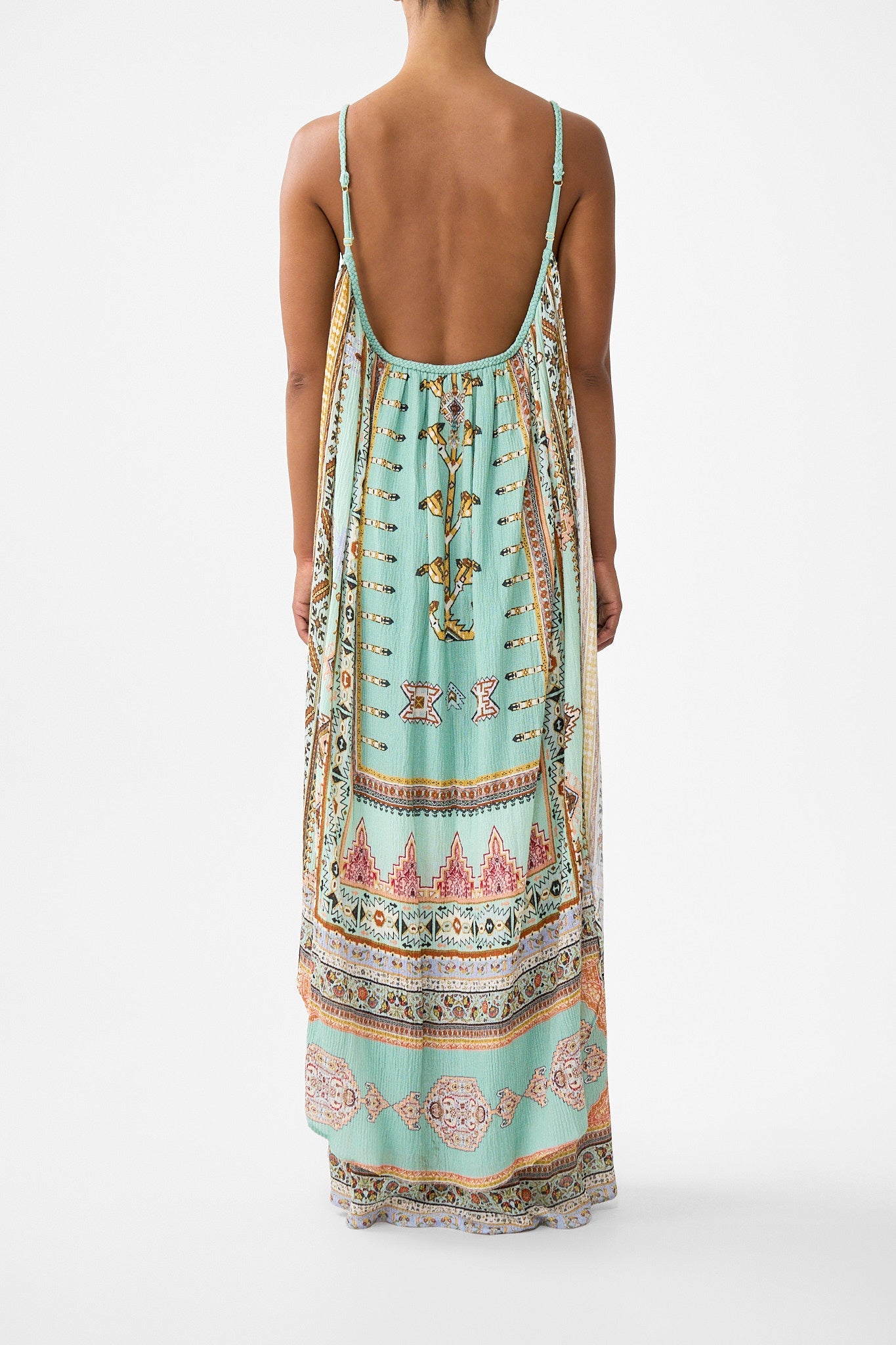 The CAMILLA DRAPED WRAP MAXI SARONG WITH TIE WAIST ANIMAL ALCHEMY in our ANIMAL ALCHEMY print.