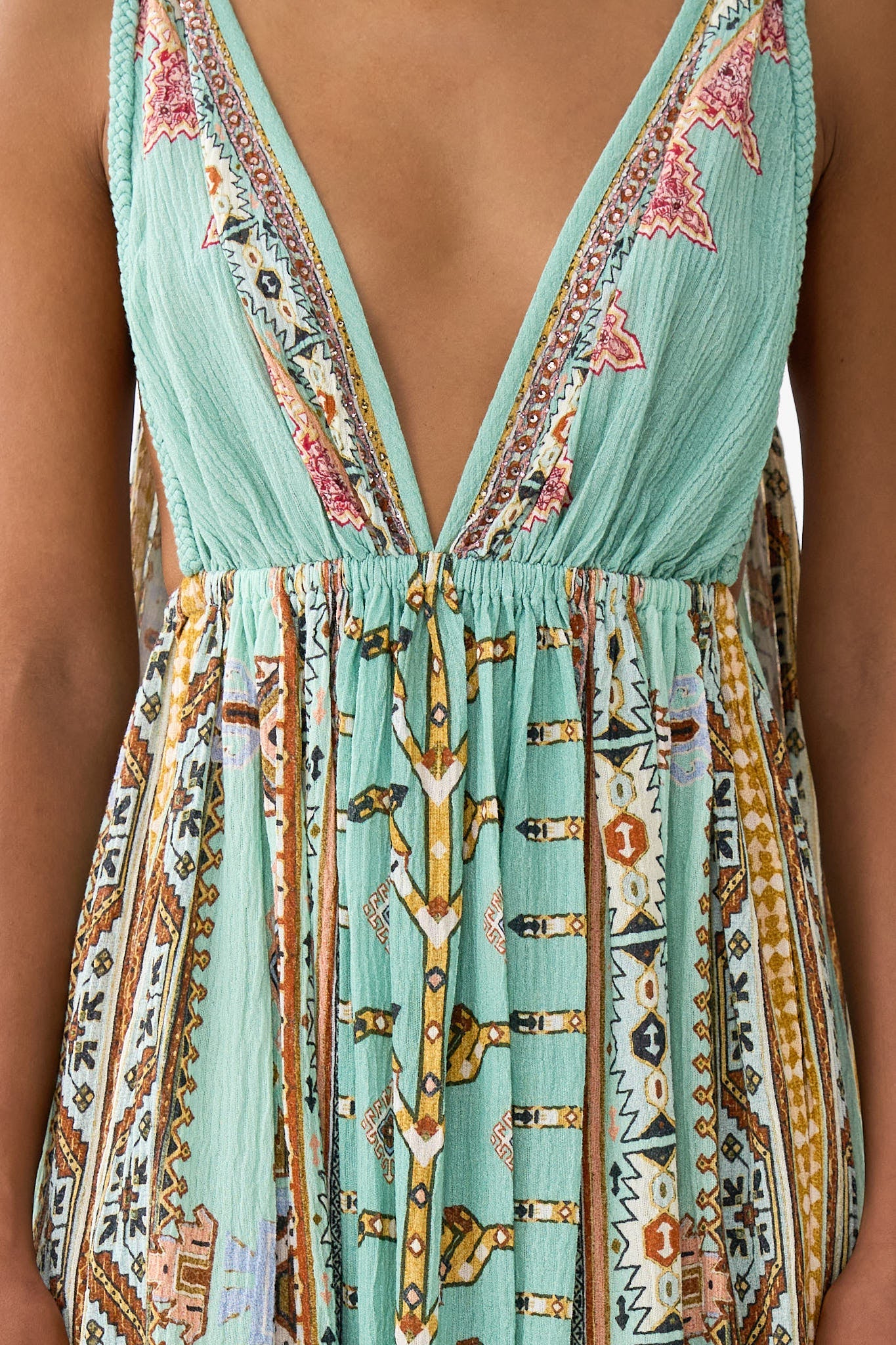 The CAMILLA DRAPED WRAP MAXI SARONG WITH TIE WAIST ANIMAL ALCHEMY in our  print.