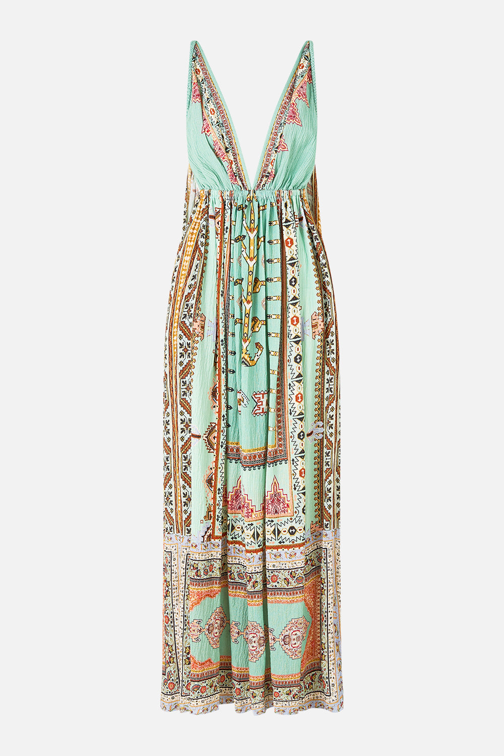 The CAMILLA DRAPED WRAP MAXI SARONG WITH TIE WAIST ANIMAL ALCHEMY in our  print.