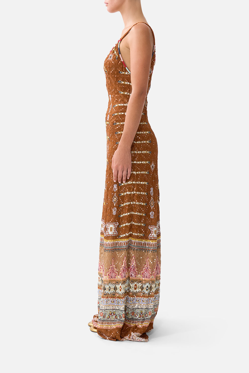 The CAMILLA WIDE FLARE KNIT PANT OTTOMAN DYNASTY in our  print.