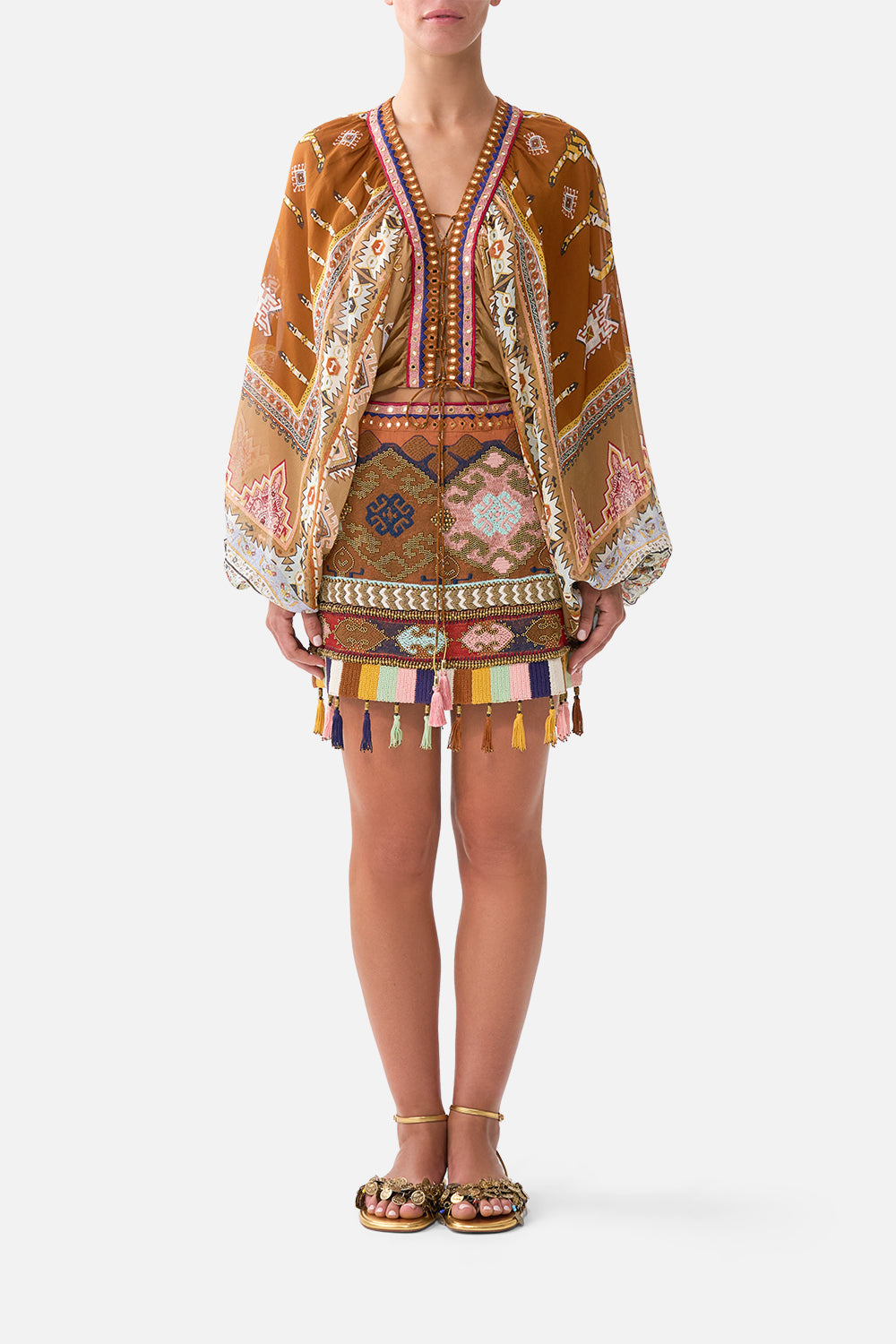 The CAMILLA SCOOP BACK HEM DRESS LADY LIONHEART in our  print.