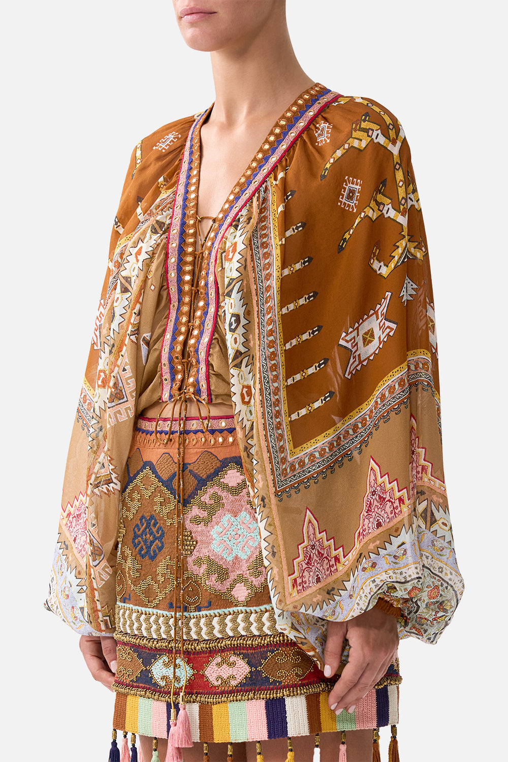The CAMILLA SCOOP BACK HEM DRESS LADY LIONHEART in our  print.