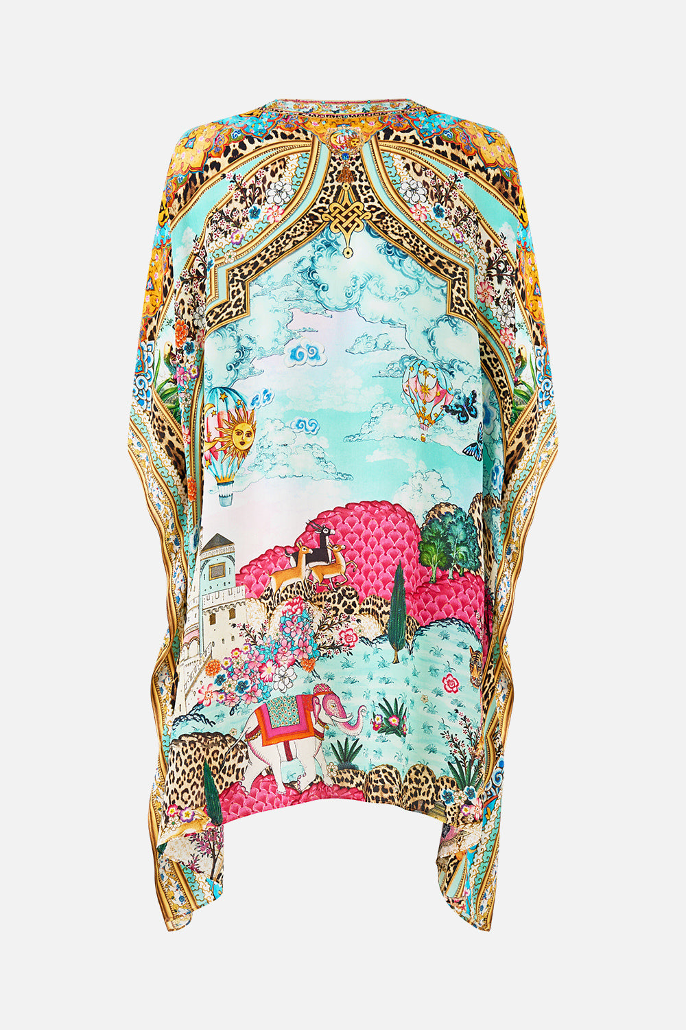 The CAMILLA LONG CASUAL JACKET WITH POCKETS LADY LIONHEART in our  print.