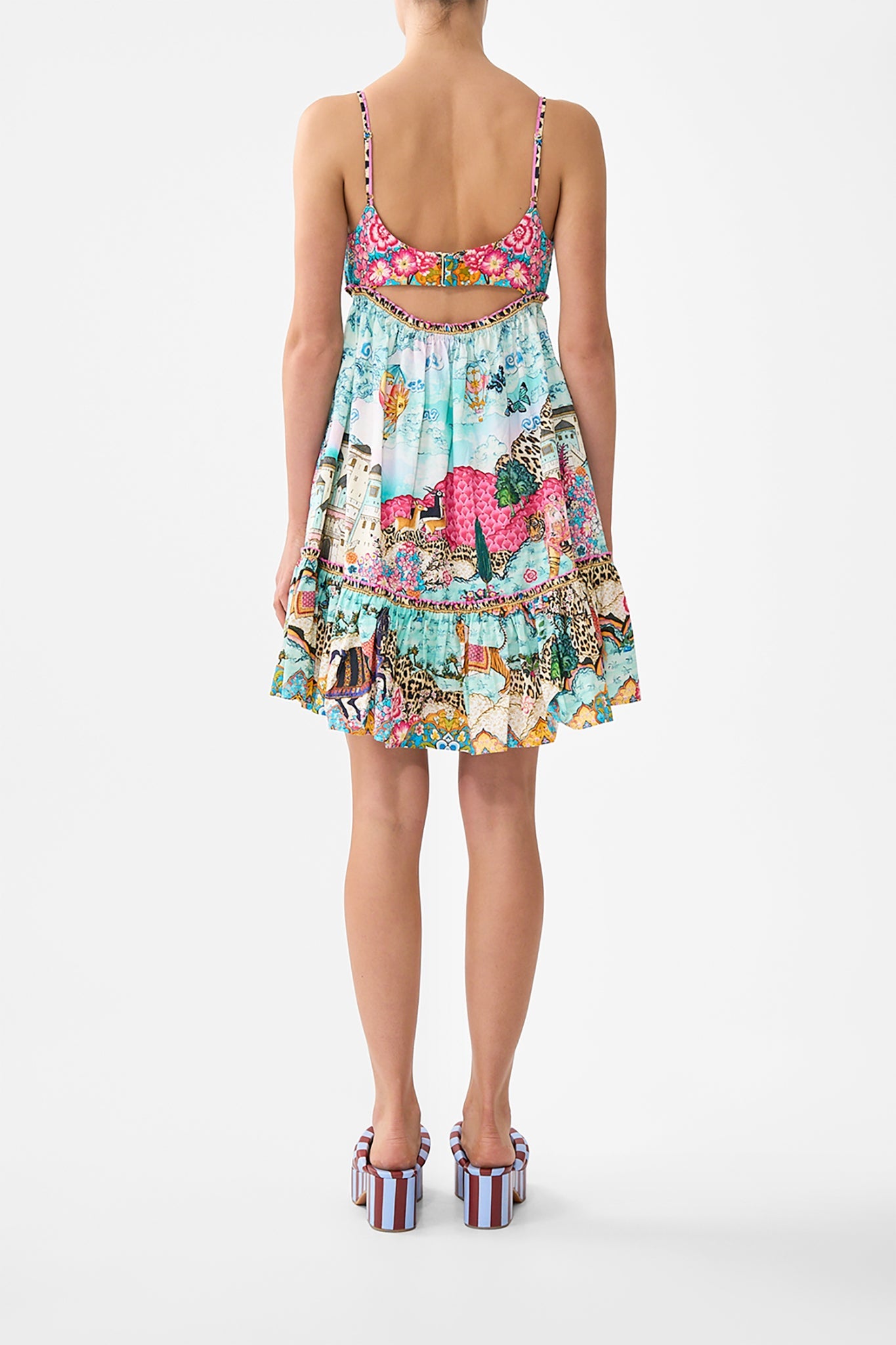 The CAMILLA FLARE SLEEVE LONG ROBE MY HOMESPUN HEART in our  print.