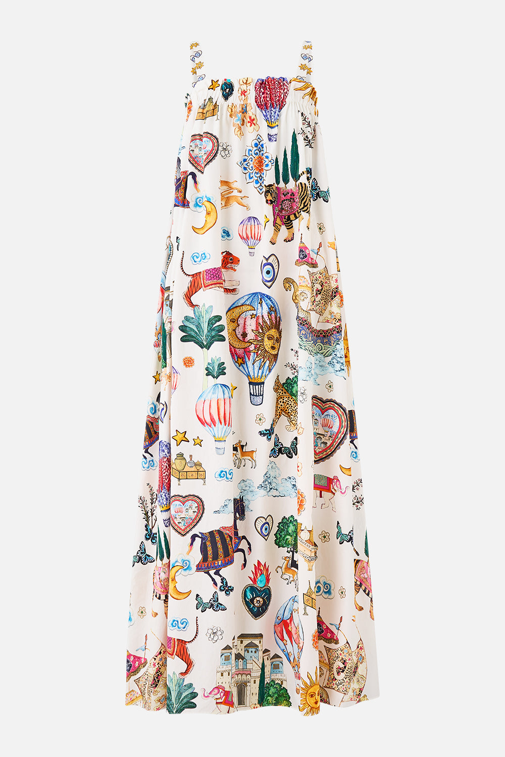 The CAMILLA OFF SHOULDER SHORT DRESS SULTANS AND QUEENS in our  print.