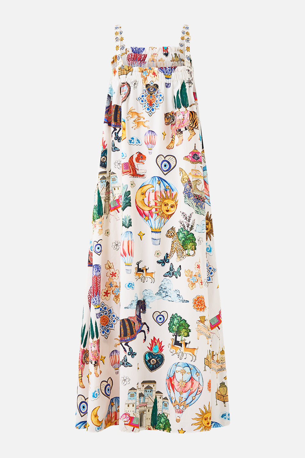 The CAMILLA TIE FRONT PUFF SLEEVE TOP HEIRLOOM EMPIRE in our  print.
