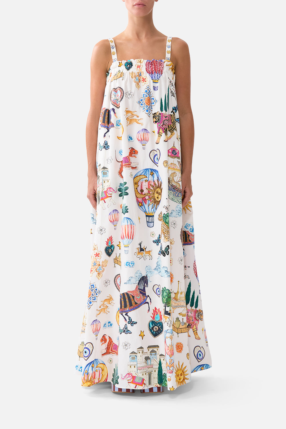 The CAMILLA OFF SHOULDER SHORT DRESS SULTANS AND QUEENS in our  print.