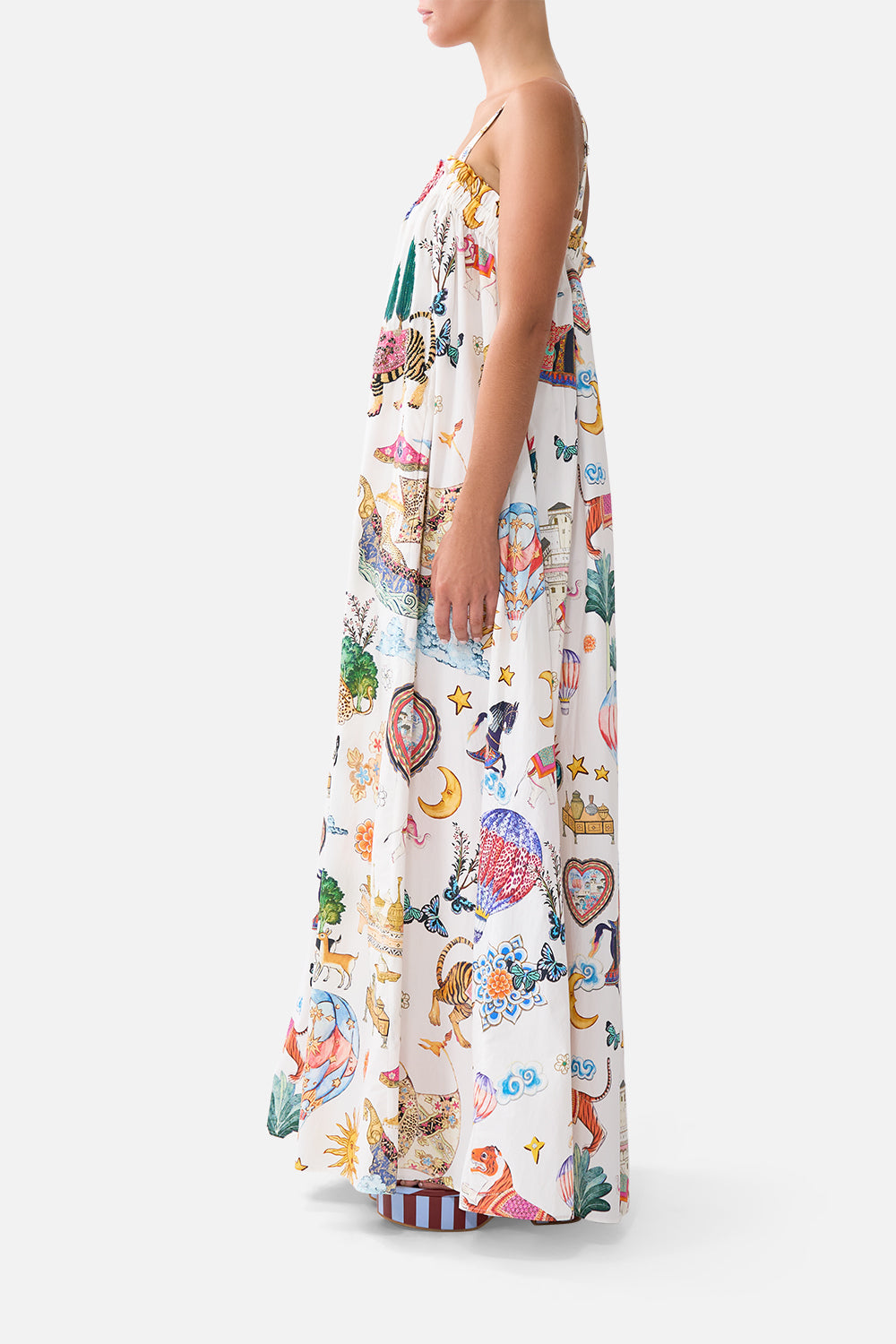 The CAMILLA OFF SHOULDER SHORT DRESS SULTANS AND QUEENS in our  print.