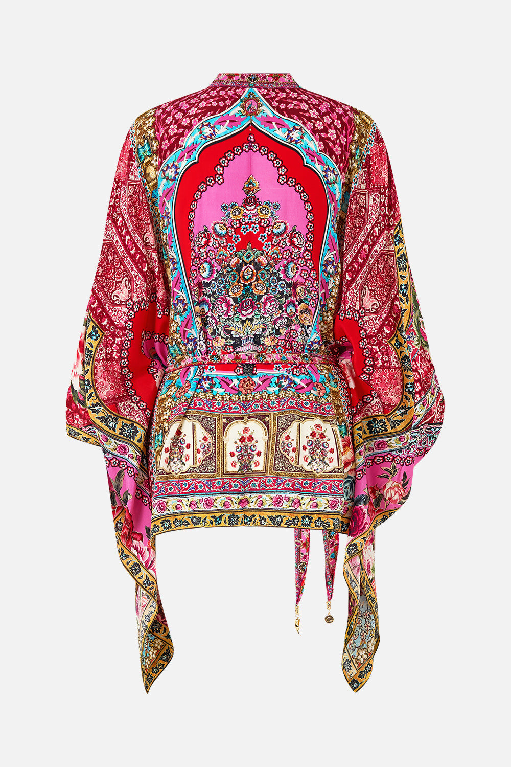 The CAMILLA BUTTON THROUGH SCARF BLOUSE BODRUM BOTANICALS in our  print.