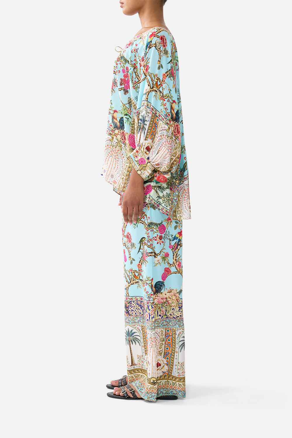 The CAMILLA SCOOP NECK ONE PIECE WITH SCOOP BACK JUNGLE FLIGHT in our  print.