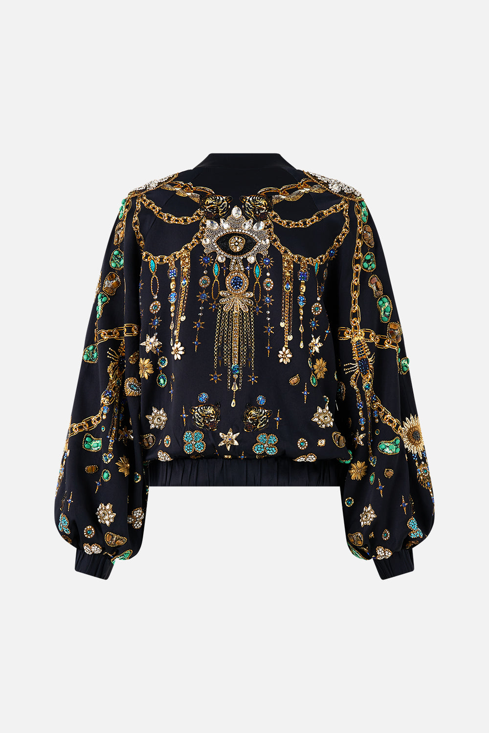 The CAMILLA TIE SLEEVE SHORT V NECK KAFTAN OTTOMAN OPULENCE in our  print.