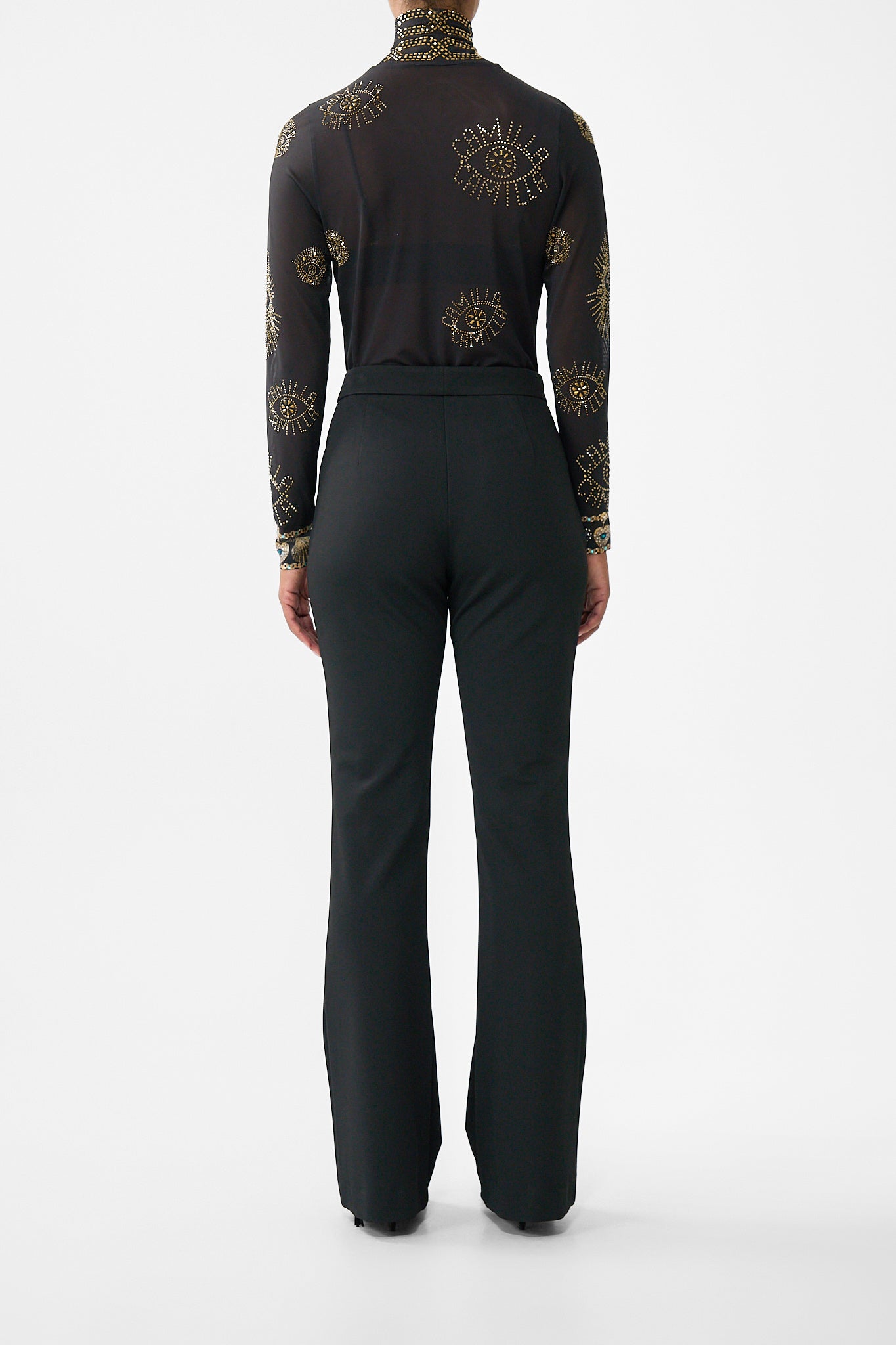 The CAMILLA SHIRRED WAIST PANT CONCUBINES, SULTANS & COURTIERS in our  print.