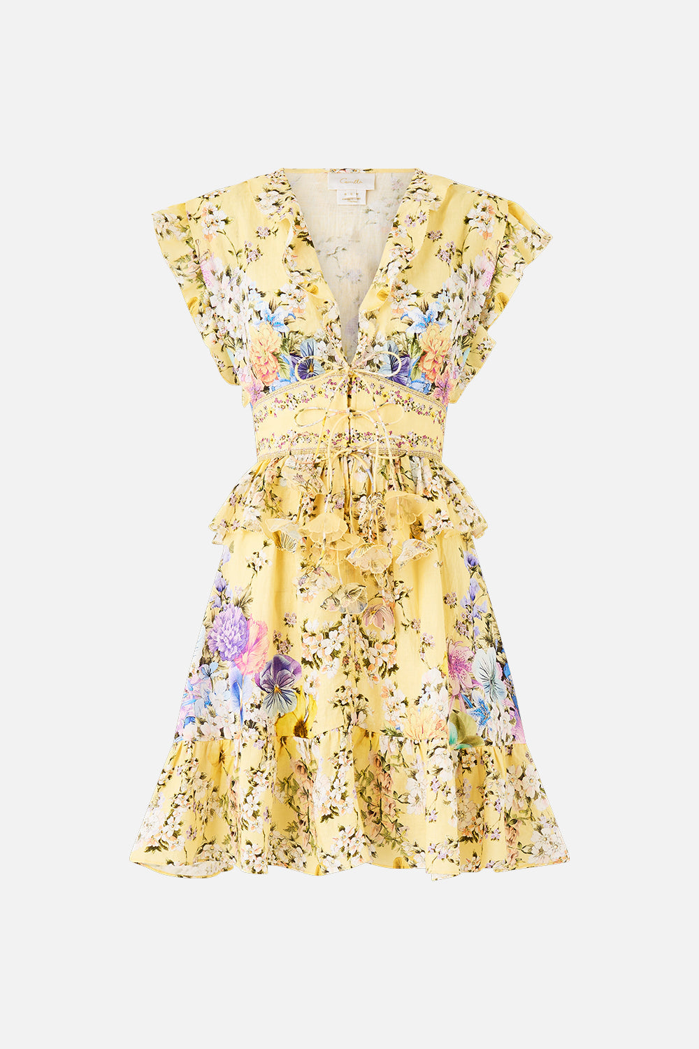 WAISTED SHORT DRESS WITH RUFFLE DETAILS DARLING BUDS