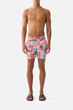MID LENGTH BOARDSHORT WITH FIXED WAIST PAPERS AND CURIOUS CAPERS