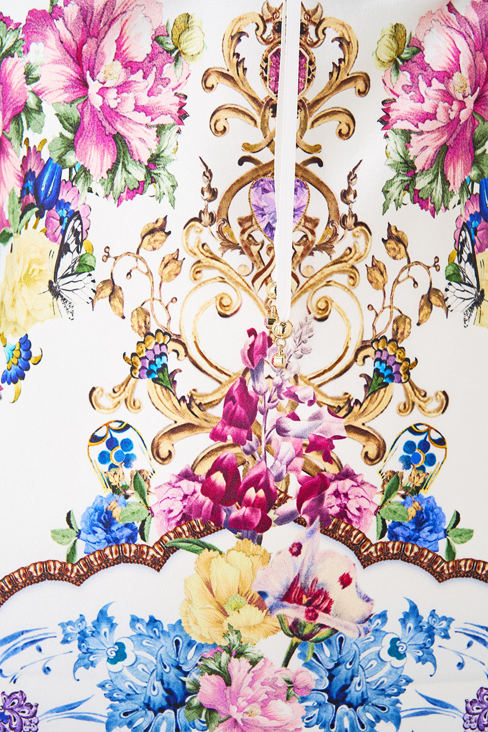 The CAMILLA STRAIGHT LEG PANT THE ARCHITECTS OF ALCÁZAR in our  print.