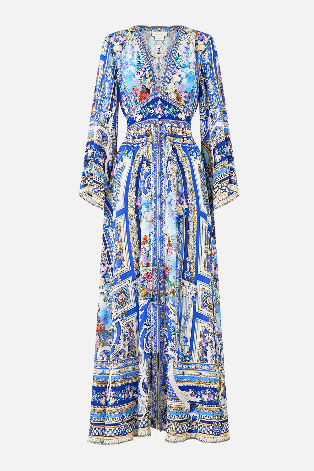 KIMONO SLEEVE DRESS WITH SHIRRING DETAIL OTTOMAN OPULENCE