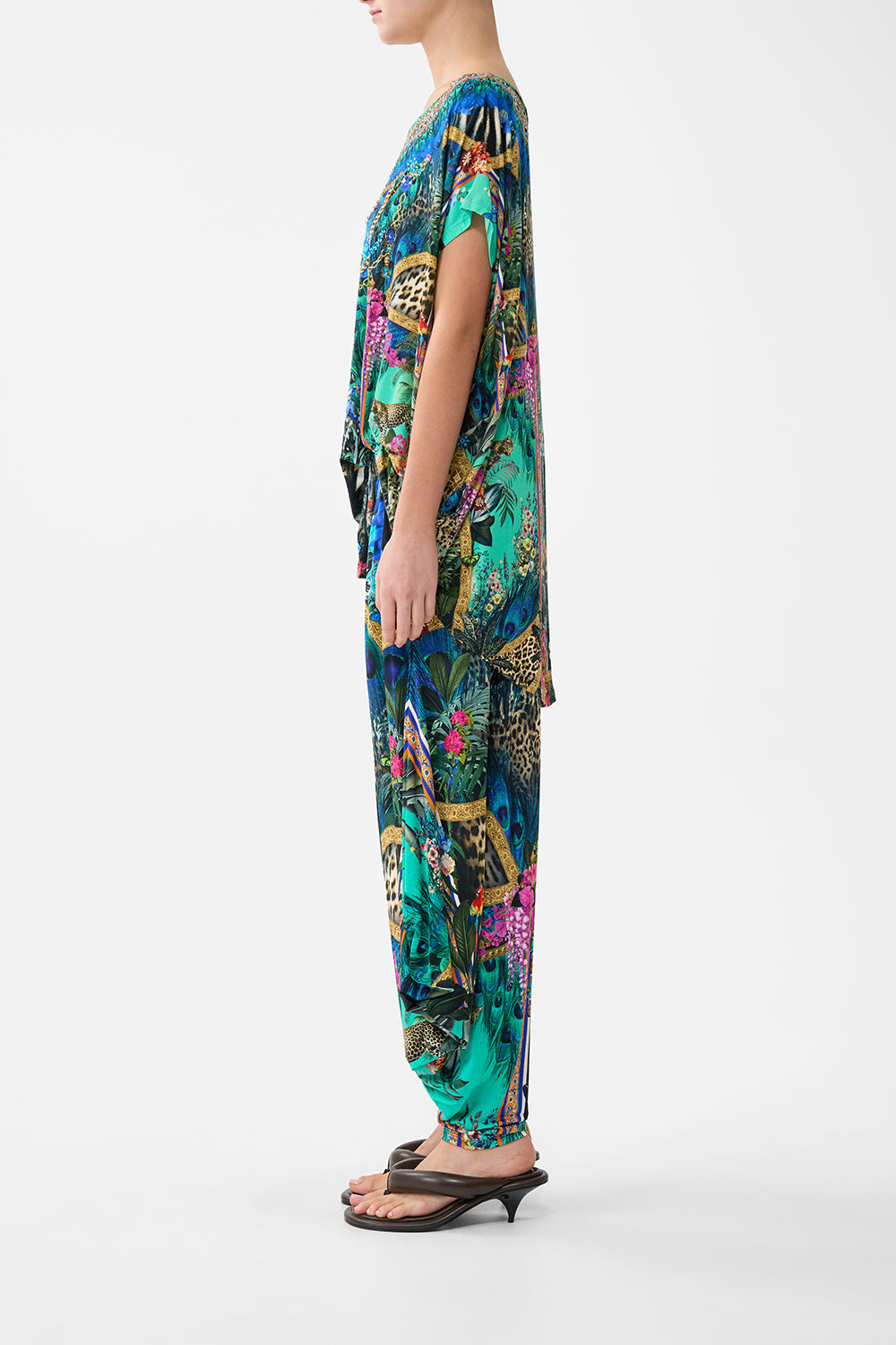 The CAMILLA WIDE BODY COLLARED BLOUSE BENEATH THE ANDALUSIAN SUN in our  print.