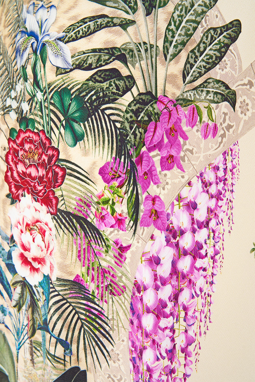 The CAMILLA OPEN FRONT CARDI CAPE JUNGLE FLIGHT in our  print.