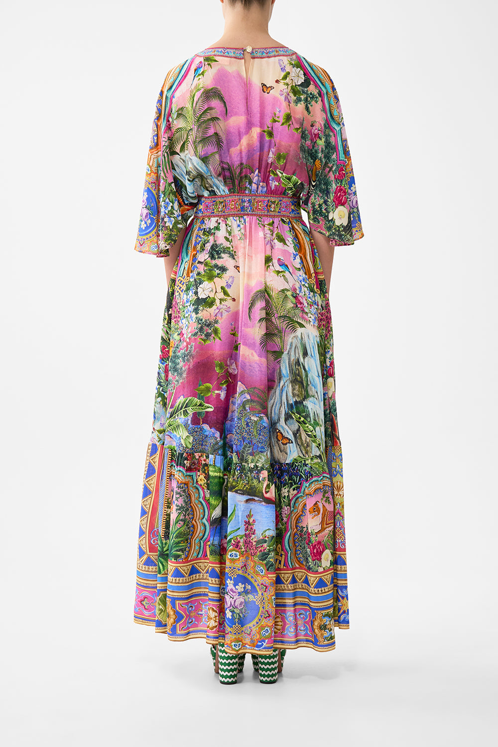 The CAMILLA CROPPED CAMP COLLAR BLOUSE KAPADOKYA KITSCH in our  print.