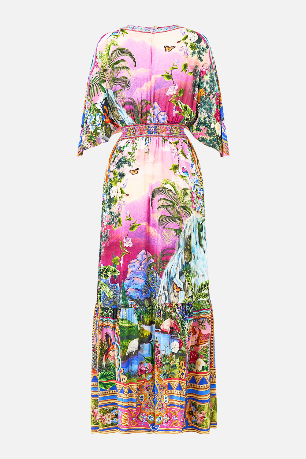 The CAMILLA DEEP V-FRILL SHORT SLEEVE TOP SULTANS AND QUEENS in our  print.