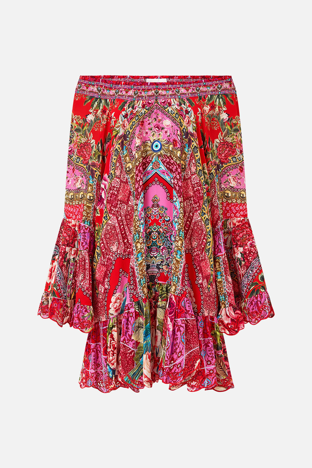 The CAMILLA SHORT LACE UP KAFTAN MIDSUMMER MOSAICS in our  print.