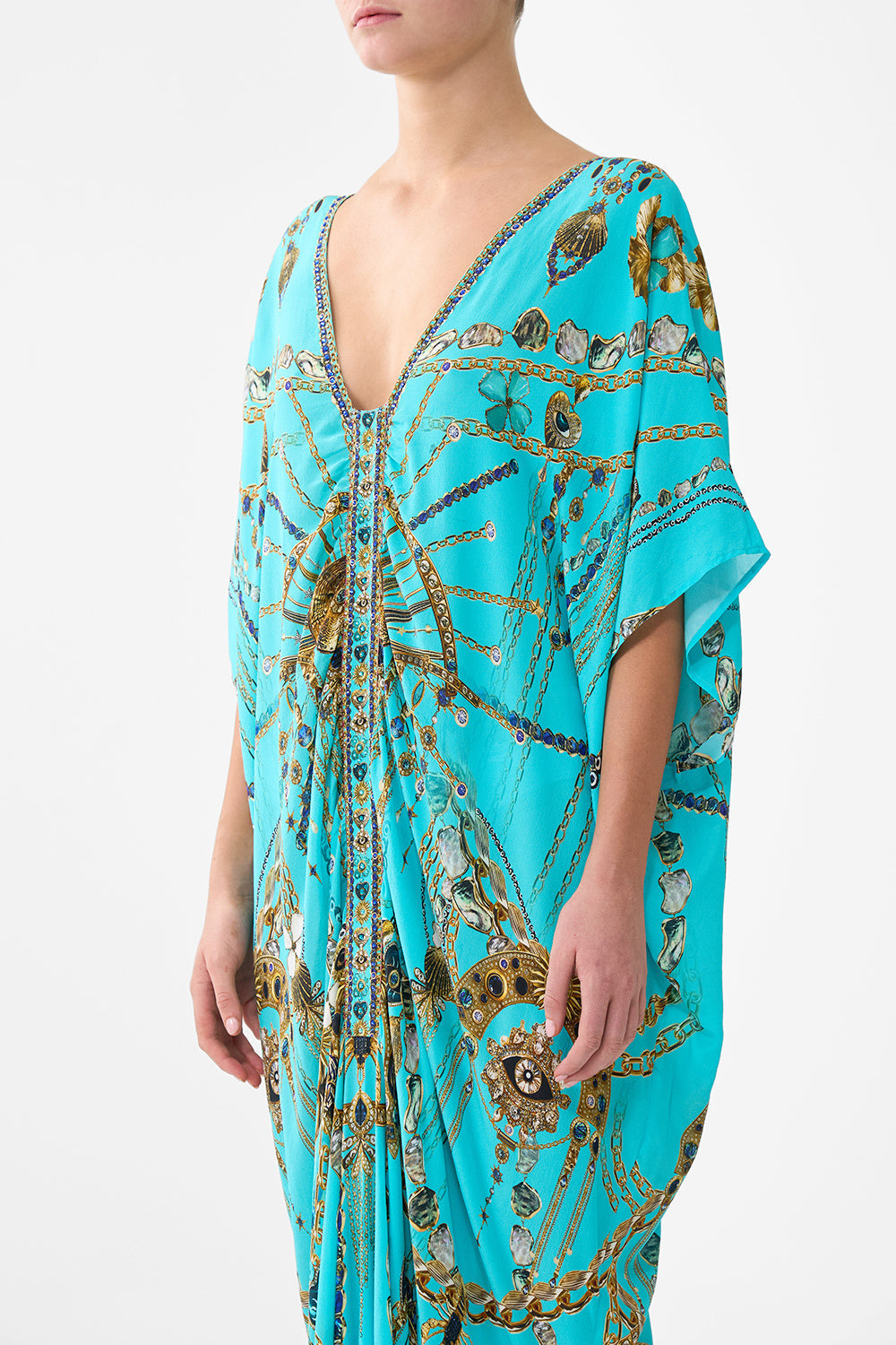 KAFTAN WITH FRONT TAB DETAIL TOTEMS AND TREASURES