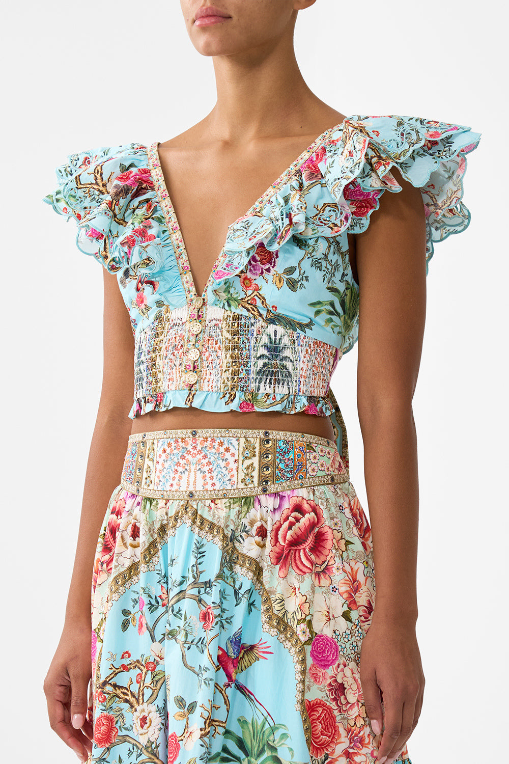 DEEP V-FRILL SHORT SLEEVE TOP SULTANS AND QUEENS