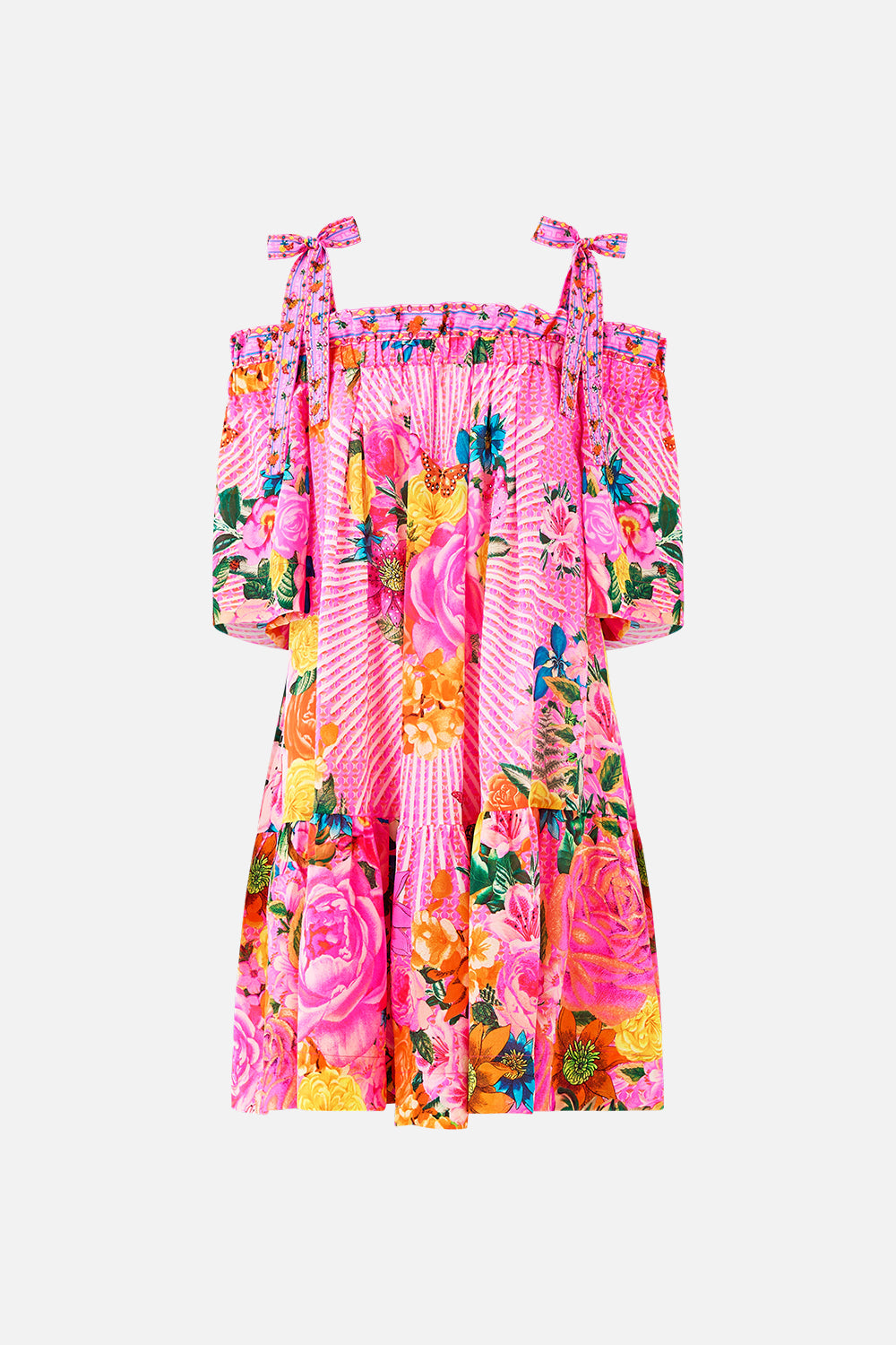 The CAMILLA SHORT KAFTAN WITH WAIST TAB CHAIN GANG in our  print.