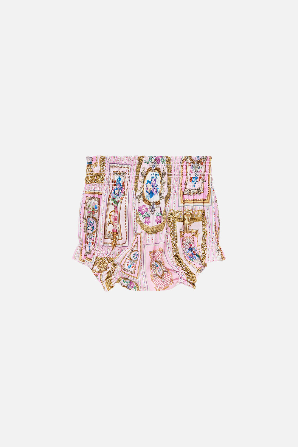 The CAMILLA DRAWSTRING POUCH BAG WITH FLORAL FRINGE DARLING BUDS in our  print.