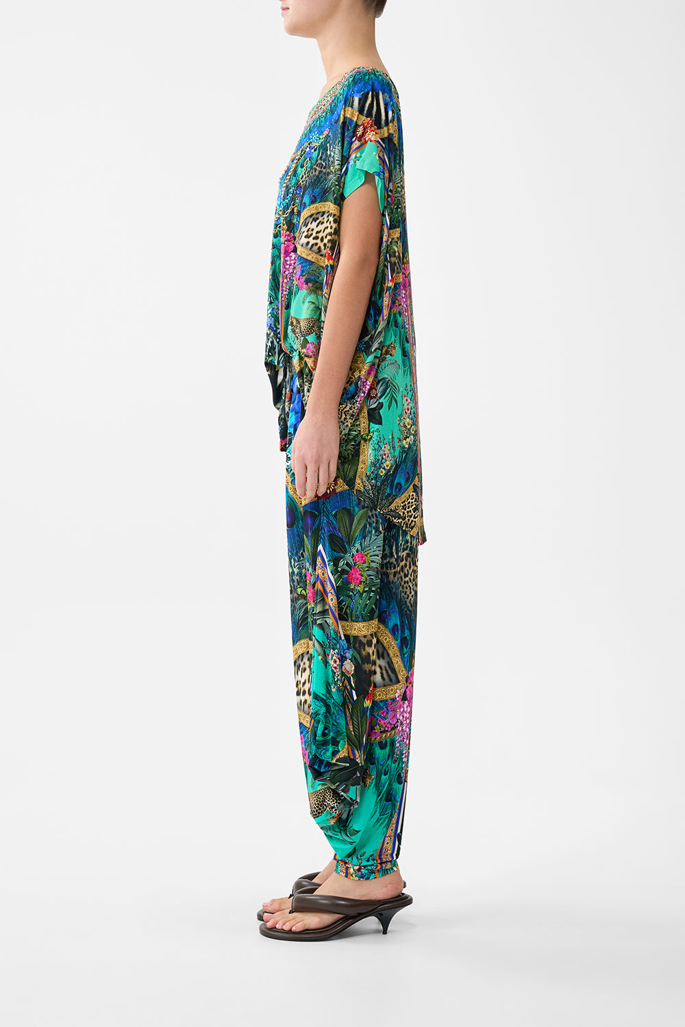 The CAMILLA BABIES TEE DRESS WITH GATHERED SKIRT FLAMENCO ROSE in our FLAMENCO ROSE print.