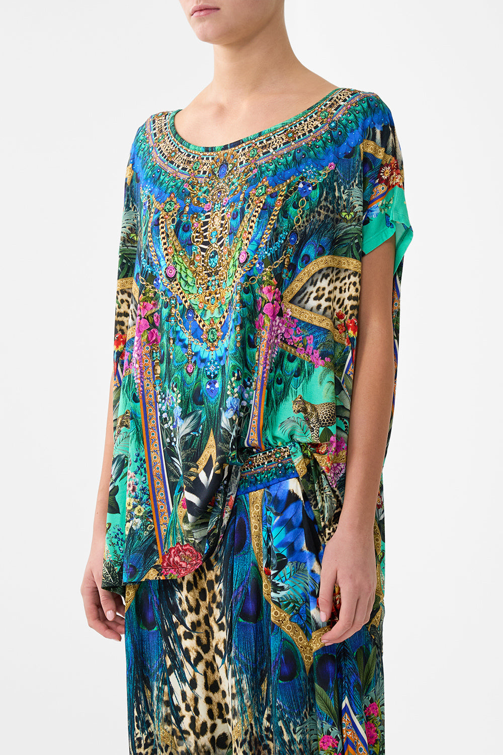 The CAMILLA BABIES TEE DRESS WITH GATHERED SKIRT FLAMENCO ROSE in our  print.