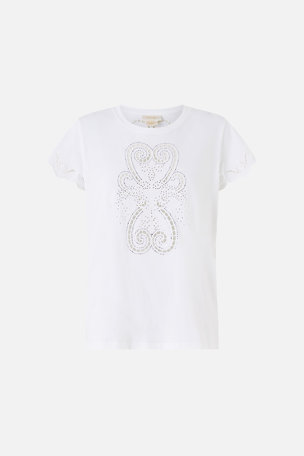 SLIM FIT ROUND NECK T-SHIRT - WHITE ALL ABOUT THAT LACE