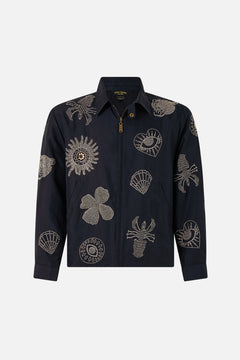 EMBELLISHED CROP ZIP THROUGH JACKET AMULETS AND ALCHEMY