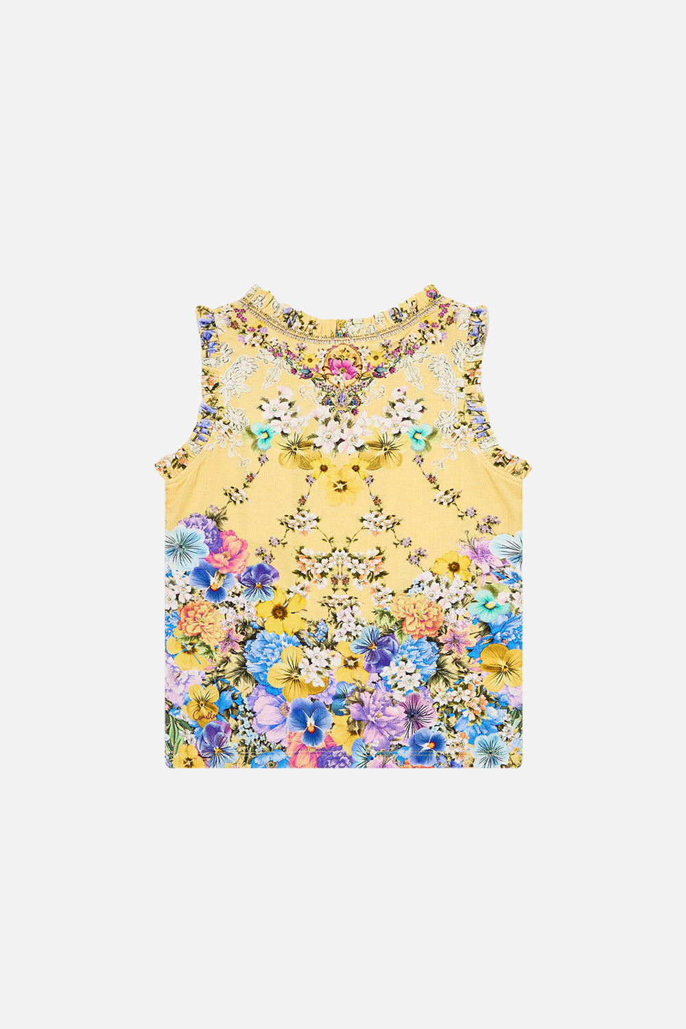 The CAMILLA kids tank top with frill edge from our print darling buds, back product view