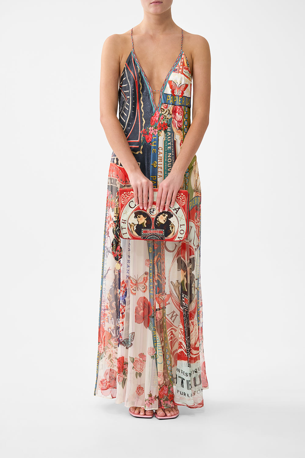 The CAMILLA OPEN FRONT CARDI CAPE JUNGLE FLIGHT in our  print.