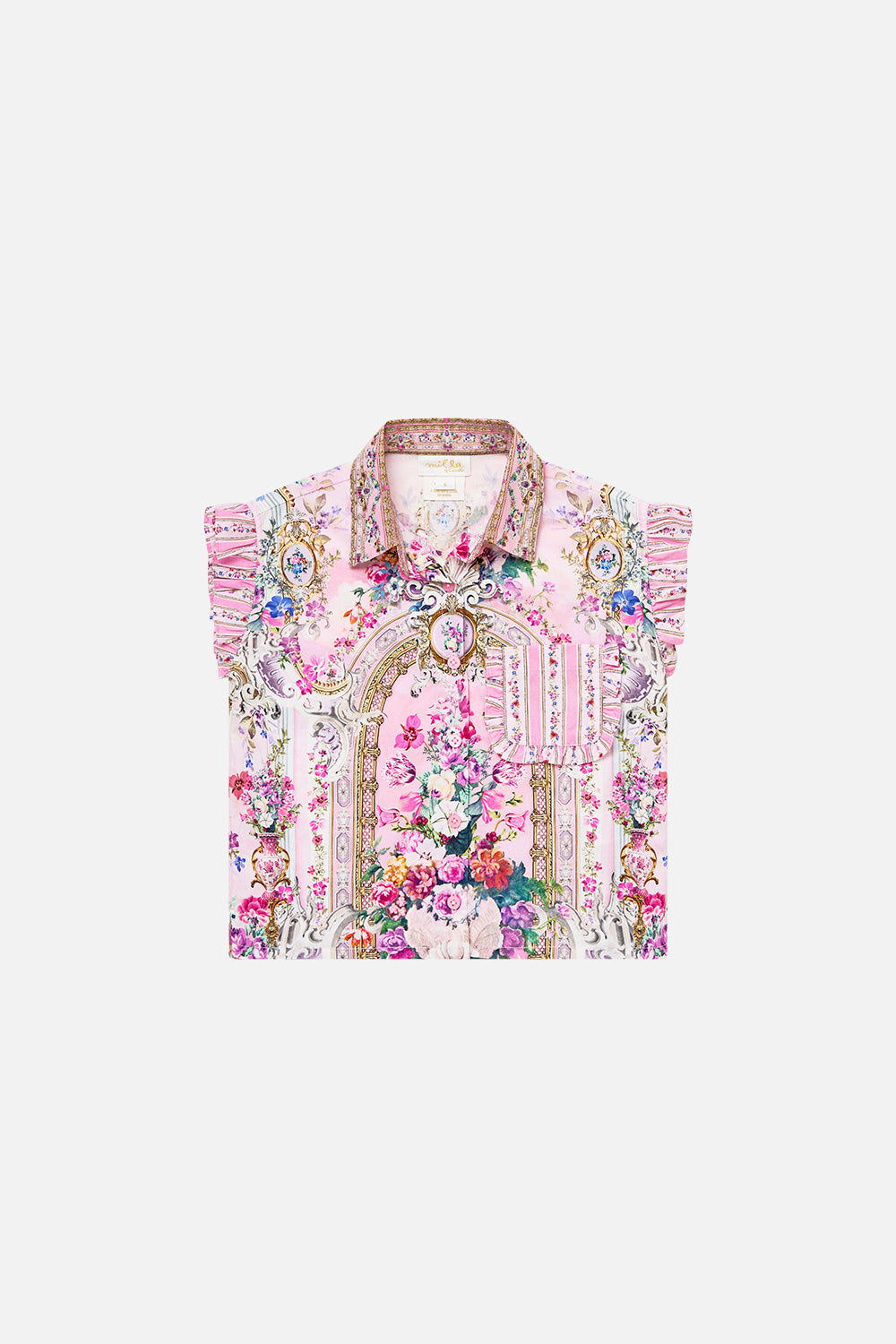 KIDS SHORT SLEEVE SHIRT WITH FRILL POCKET PALATIAL PASTELS